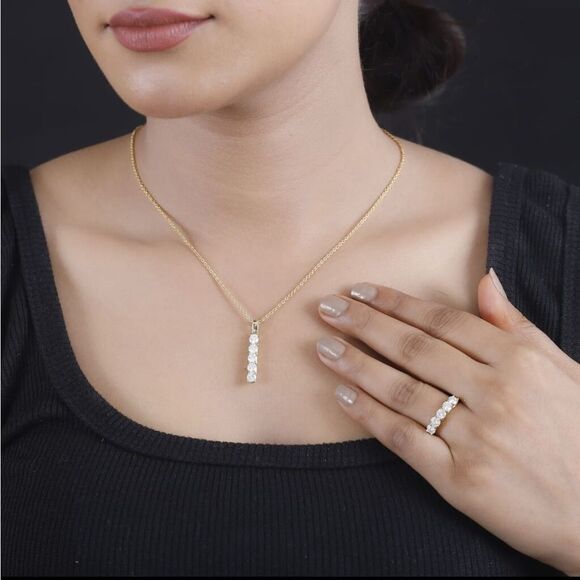 Gorgeous Moissanite 5 Stone Ring 18kYG over 925 Sterling Silver 2.25ctw size 5 - Picture 12 of 12